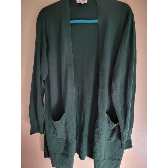 Denim & Co Long Green Cardigan Sweater 1X - Picture 5 of 5